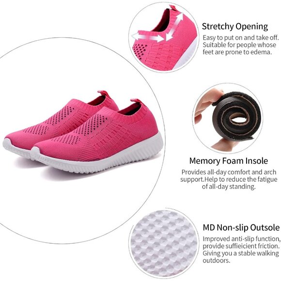 Women's Rosy Athletic Walking Casual Mesh-Comfortable Tennis Workout Sneakers - Picture 6 of 6